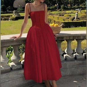 *NWT Commense Serendipity Frenchy Flowy Long Dress in Vivid Lipstick Red